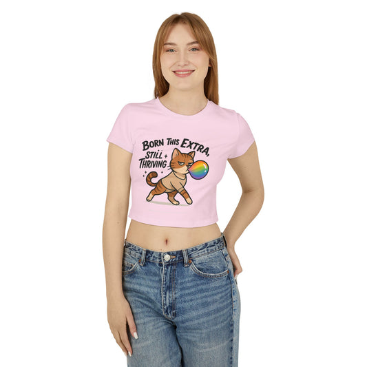 Born This Extra Cat Women's Baby Tee | Cute & Playful Graphic Top