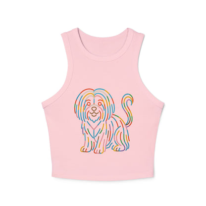 Pride tank top Colorful Dog Print Women's Micro Rib Racer Tank Top