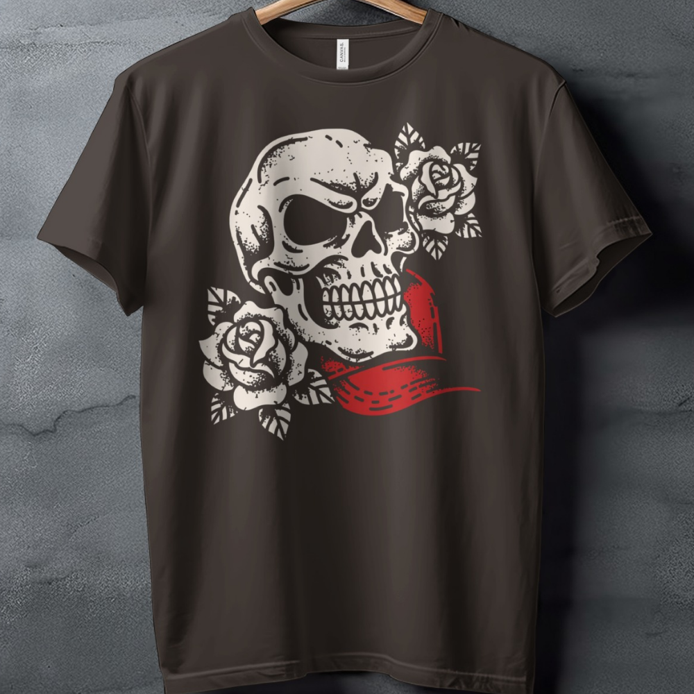 White Skull Rose Design Red Banner product type