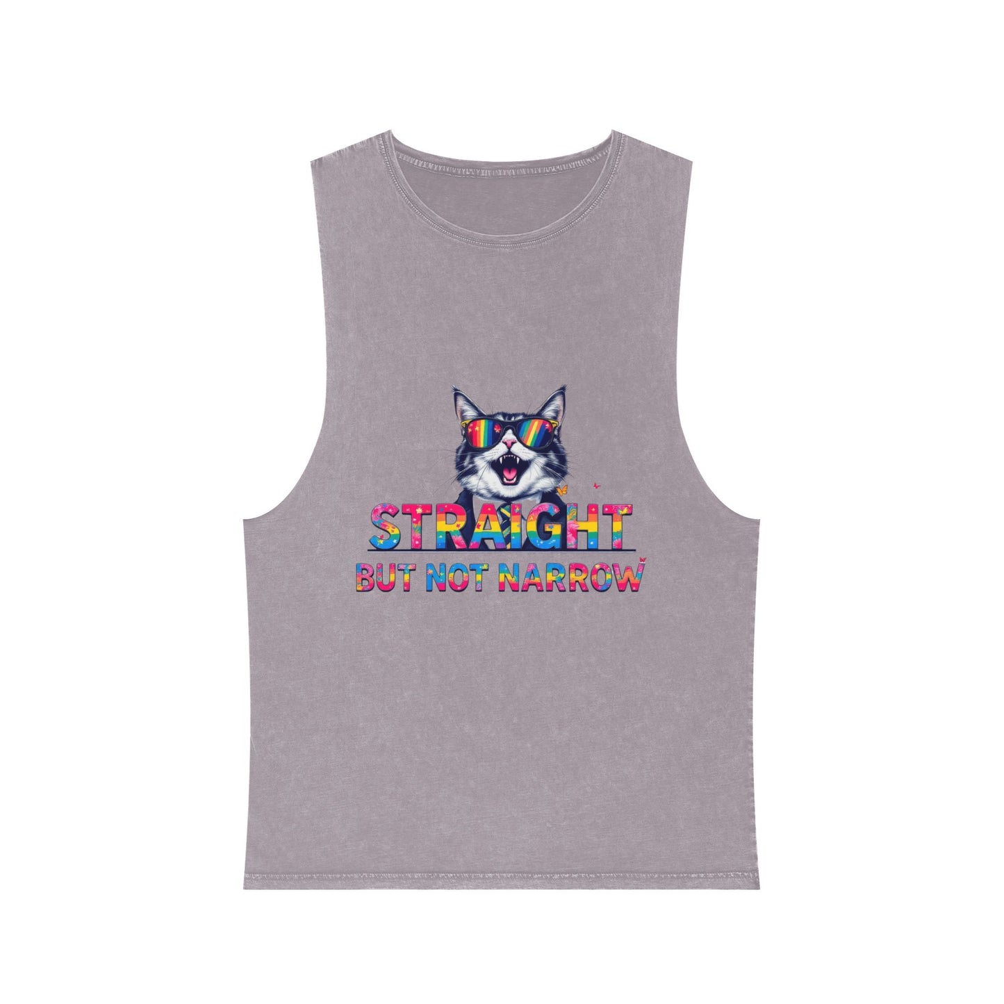 Pride Graphic Unisex Stonewash Tank Top - 'Straight But Not Narrow'