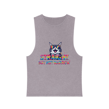 Pride Graphic Unisex Stonewash Tank Top - 'Straight But Not Narrow'