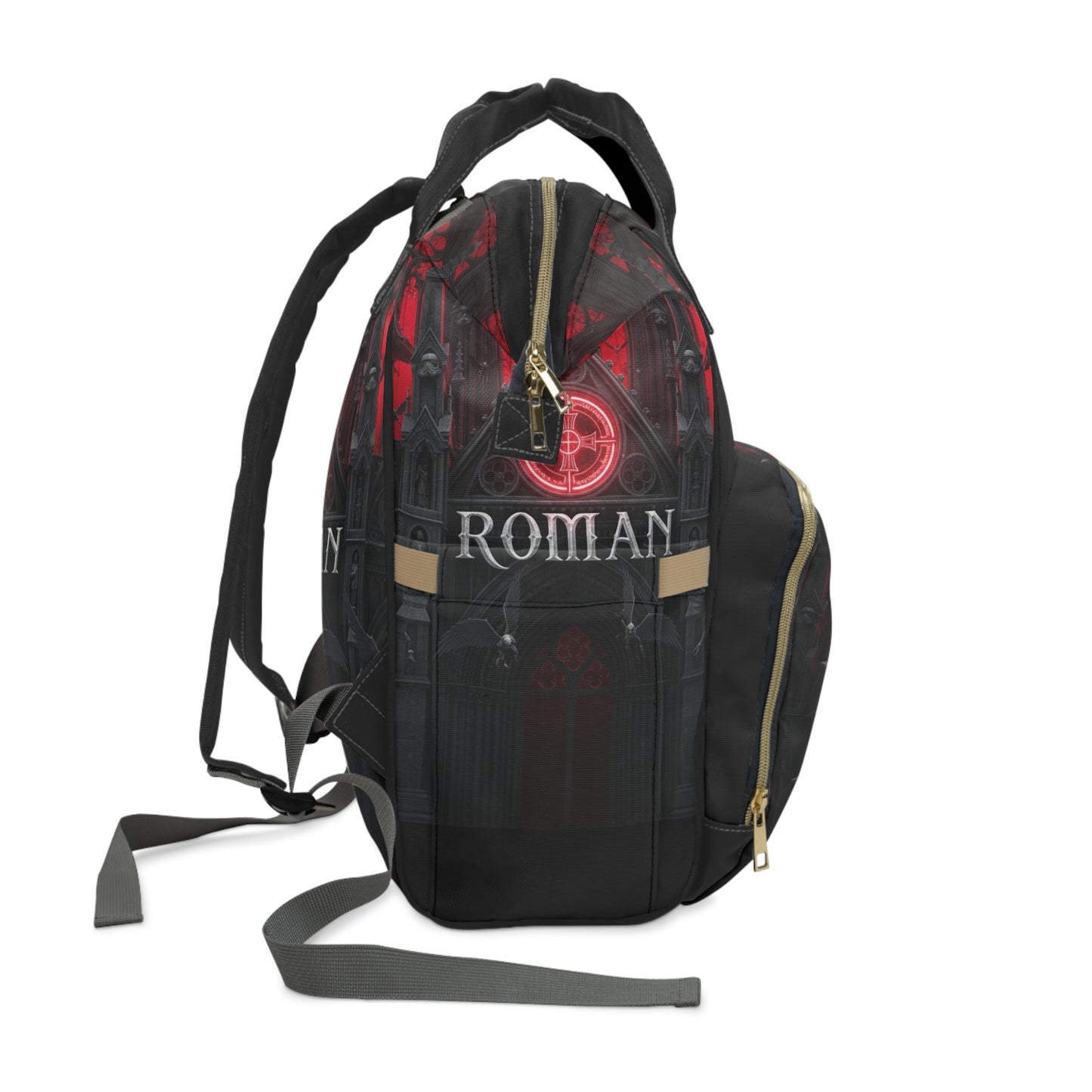 Diaper Backpack — Gothic Roman Cathedral Red & Black Multifunctional Baby Bag