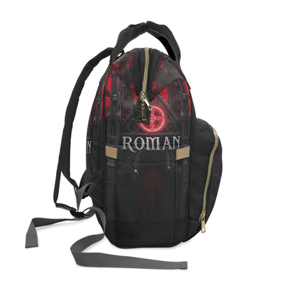 Diaper Backpack — Gothic Roman Cathedral Red & Black Multifunctional Baby Bag