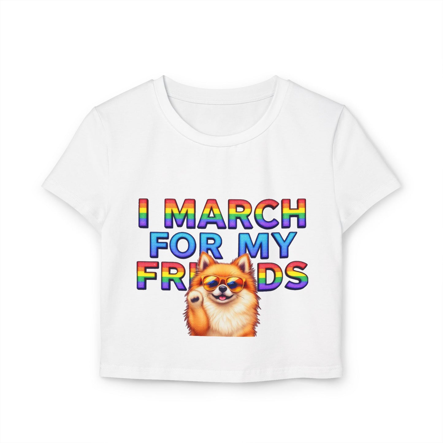 Pride Spirit Women's Baby Tee, LGBTQ+ Pride Shirt, Cute Graphic Tee, Unique Gift for Friends, Rainbow Marching T-Shirt, Fun Summer Top