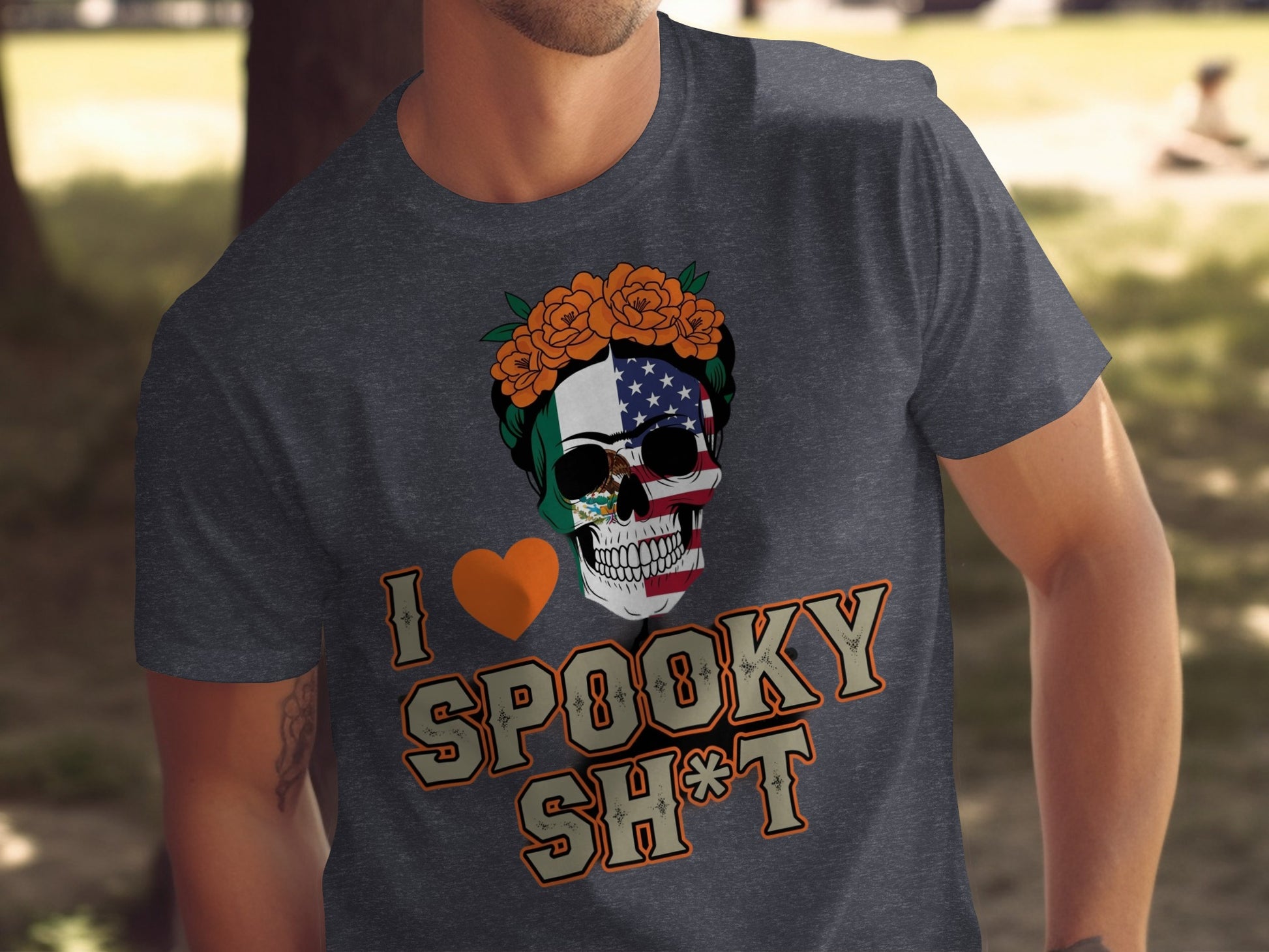 I Love Spooky Sh*t Patriotic Skull Design T-shirt product
