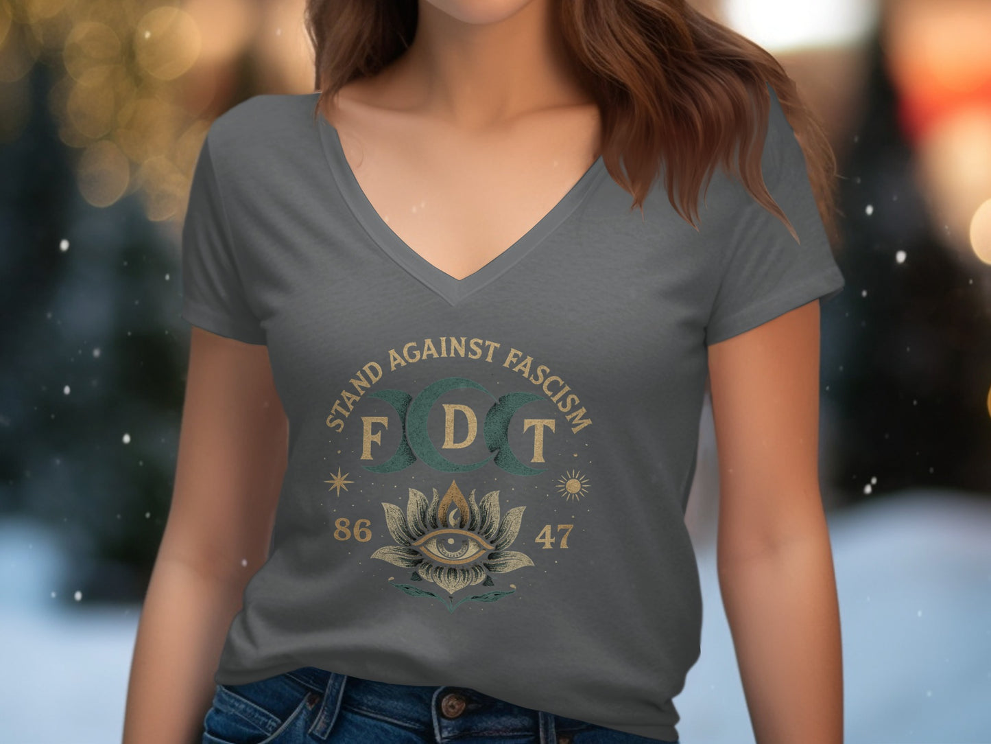 Stand Against Fascism Lettering Graphic T-Shirt product type
