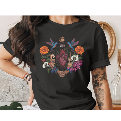 Vibrant Sacred Heart Hummingbirds Cempasúchil Flowers product type
