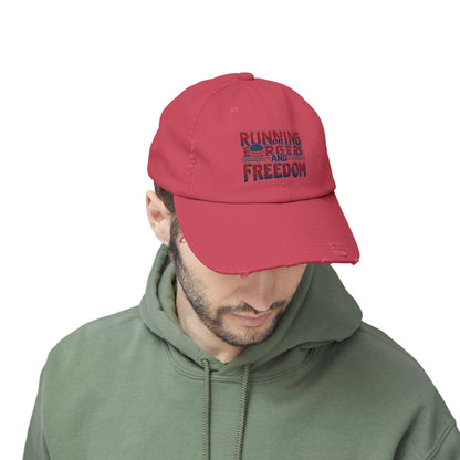 Unisex Distressed Cap - Running for Freedom Vintage Style Hat