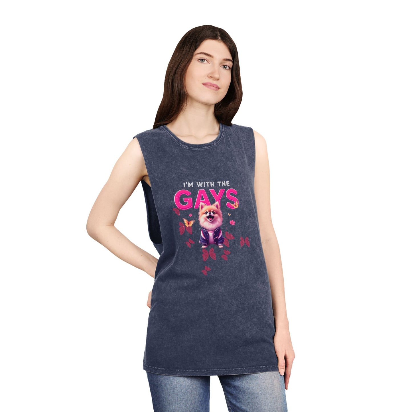 Unisex Stonewash Tank Top - I'm With The Gays | Pride Apparel