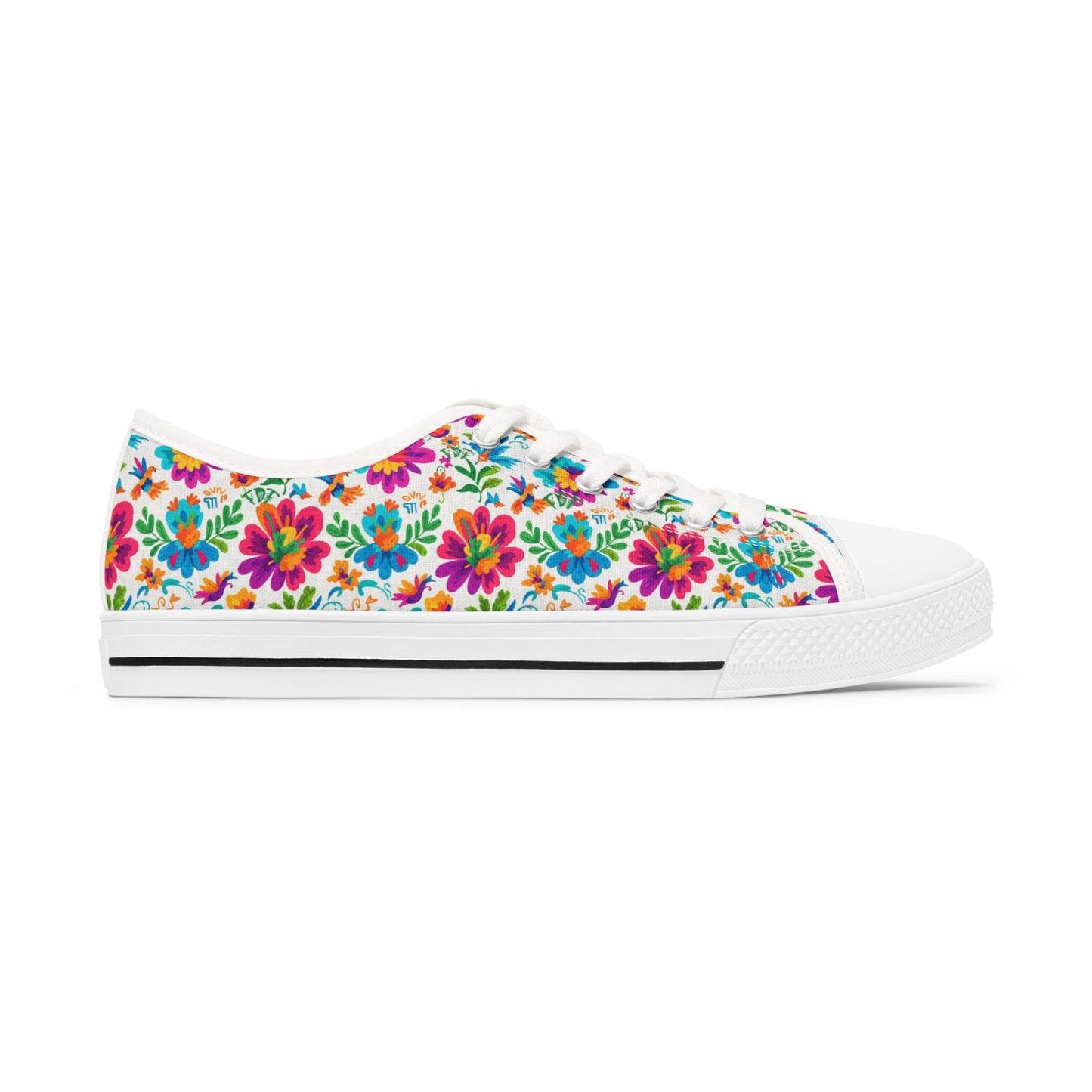 FDT Subtle Vibrant Floral Women's Low Top Sneakers, Casual Fashion Shoes, Spring Footwear, Gift for Her, Trendy Everyday Sneakers