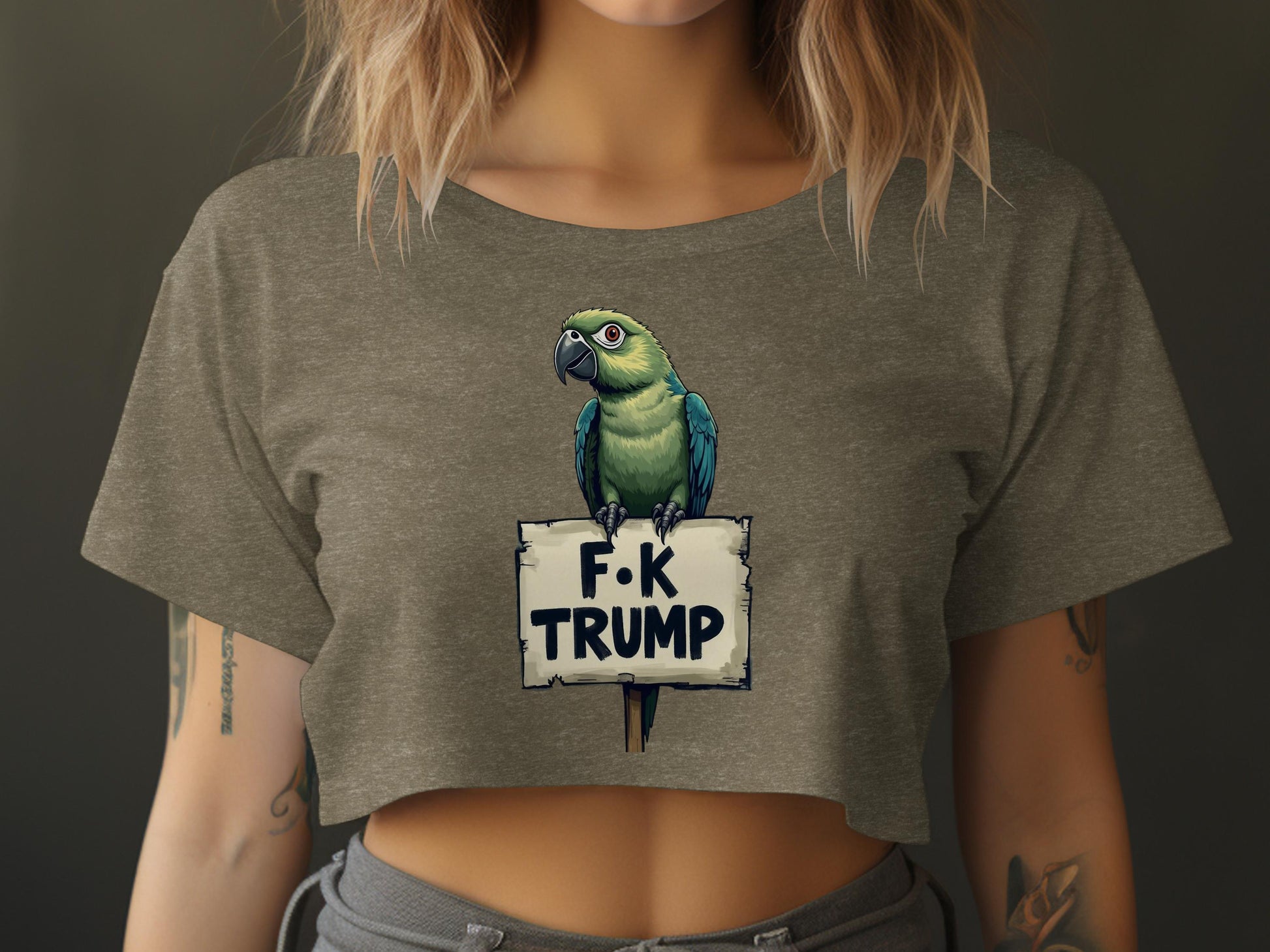 F K Trump Parrot Design Cropped T-Shirt product type