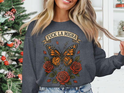 Fuck La Migra Butterfly Roses Graphic Sweatshirt product type