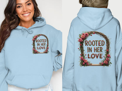 Rooted in Her Love Blue Graphic Hoodie product