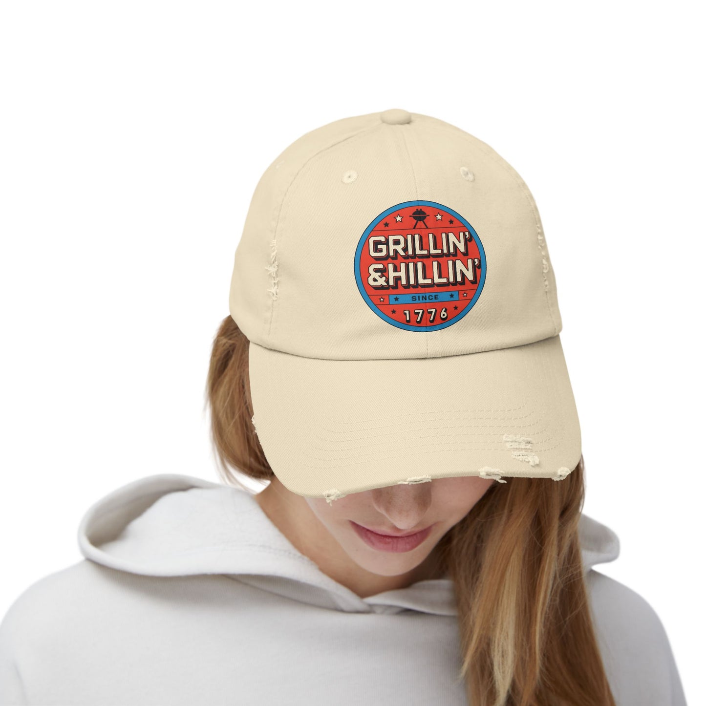 Grillin' Shillin' Unisex Distressed Cap - Casual Outdoor Hat for BBQ Lovers
