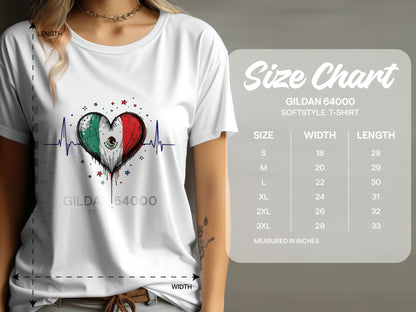 Mexican Flag Heartbeat Design Lover T-Shirt Product