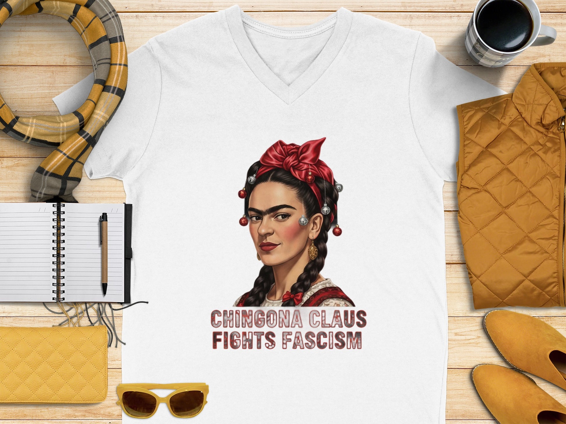Chingona Claus Fights Fascism T-shirt product