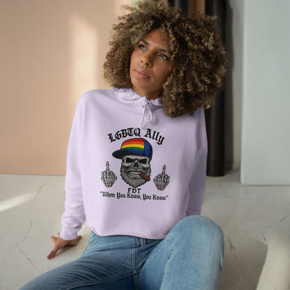 LGBTQ Pride Cat Lover's Crop Hoodie, Funny Hoodie, Gift for Cat Dads, Casual Streetwear, Cozy Hoodie for Pet Owners