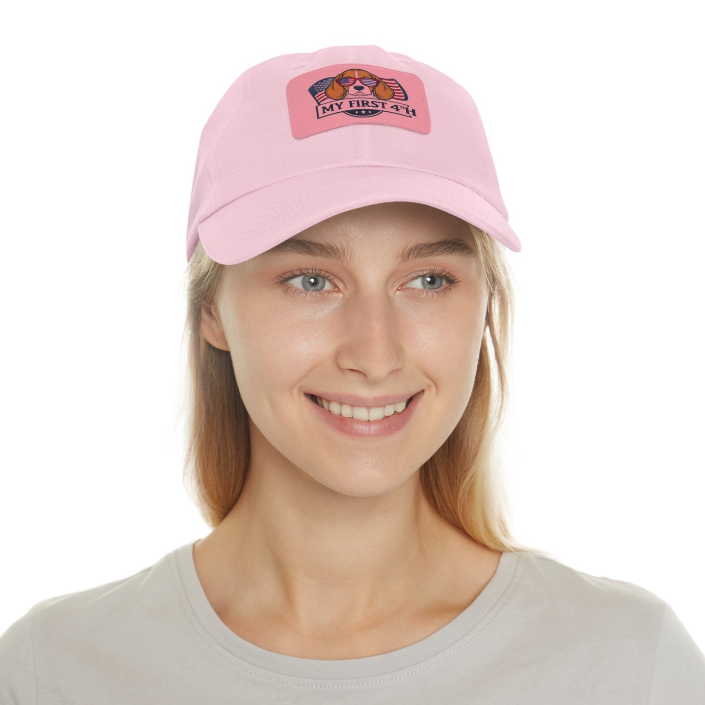 4th of July Dad Hat with Leather Patch (Rectangle)