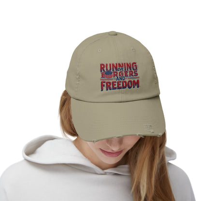 Unisex Distressed Cap - Running for Freedom Vintage Style Hat