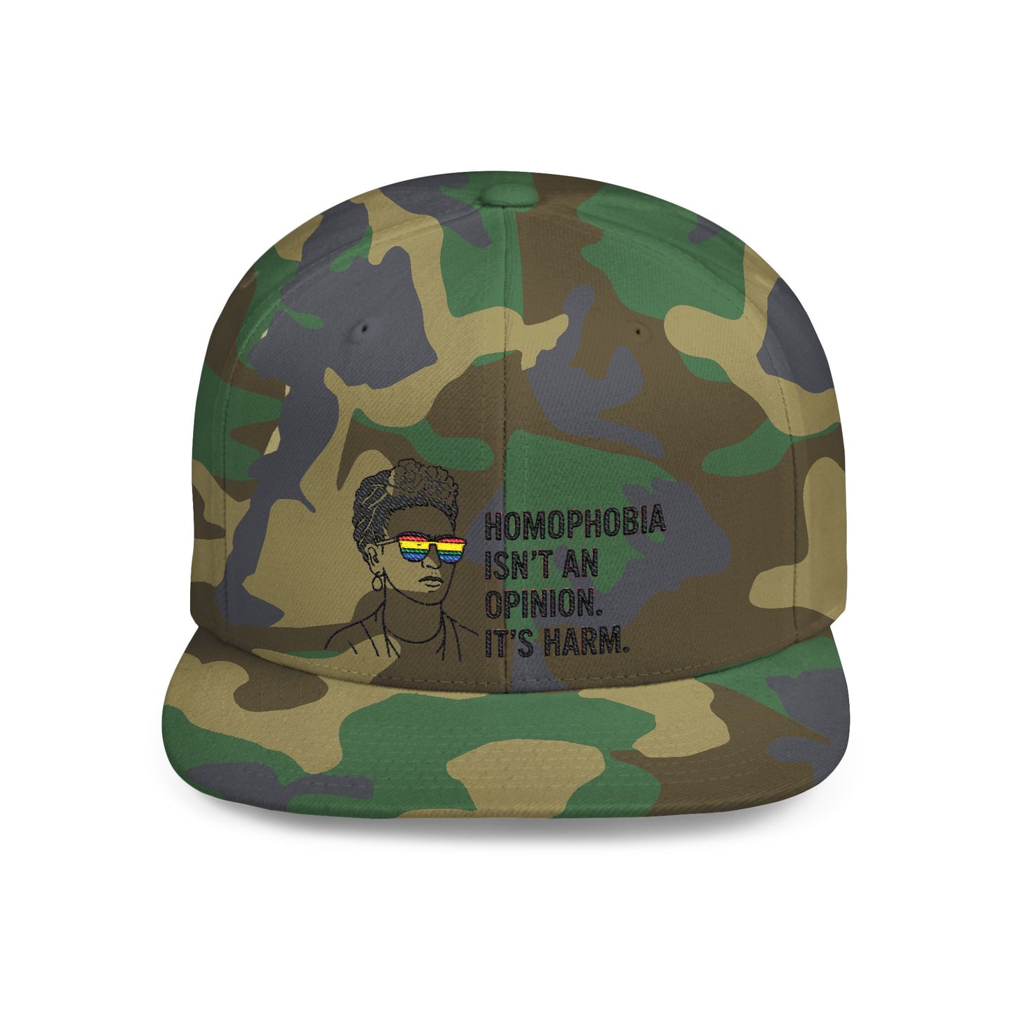 Frida Kahlo-Inspired Flat Bill Snapback Hat | LGBTQ+ Pride Apparel, Statement Cap, Fashion Accessory, Gift for Activists, Casual Wear