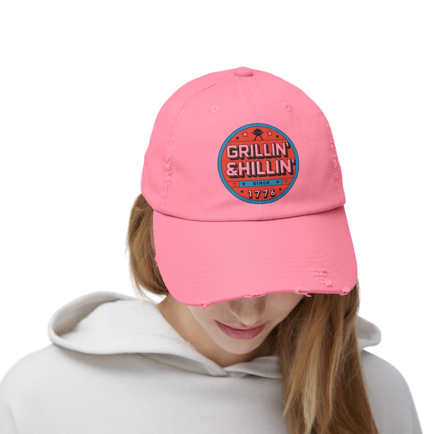 Grillin' Shillin' Unisex Distressed Cap - Casual Outdoor Hat for BBQ Lovers