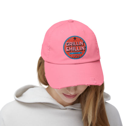 Grillin' Shillin' Unisex Distressed Cap - Casual Outdoor Hat for BBQ Lovers