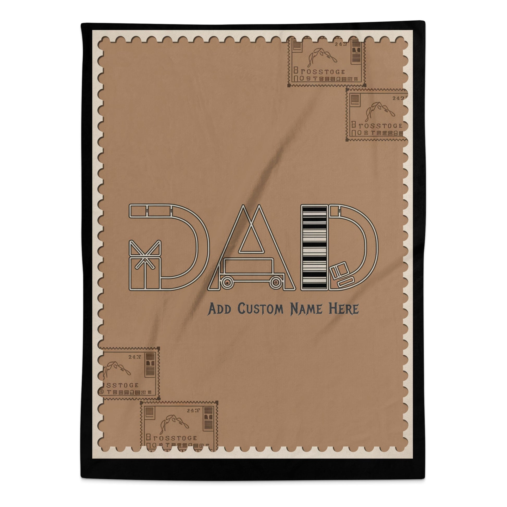 Personalized Dad Themed Postage Stamp Blanket Product