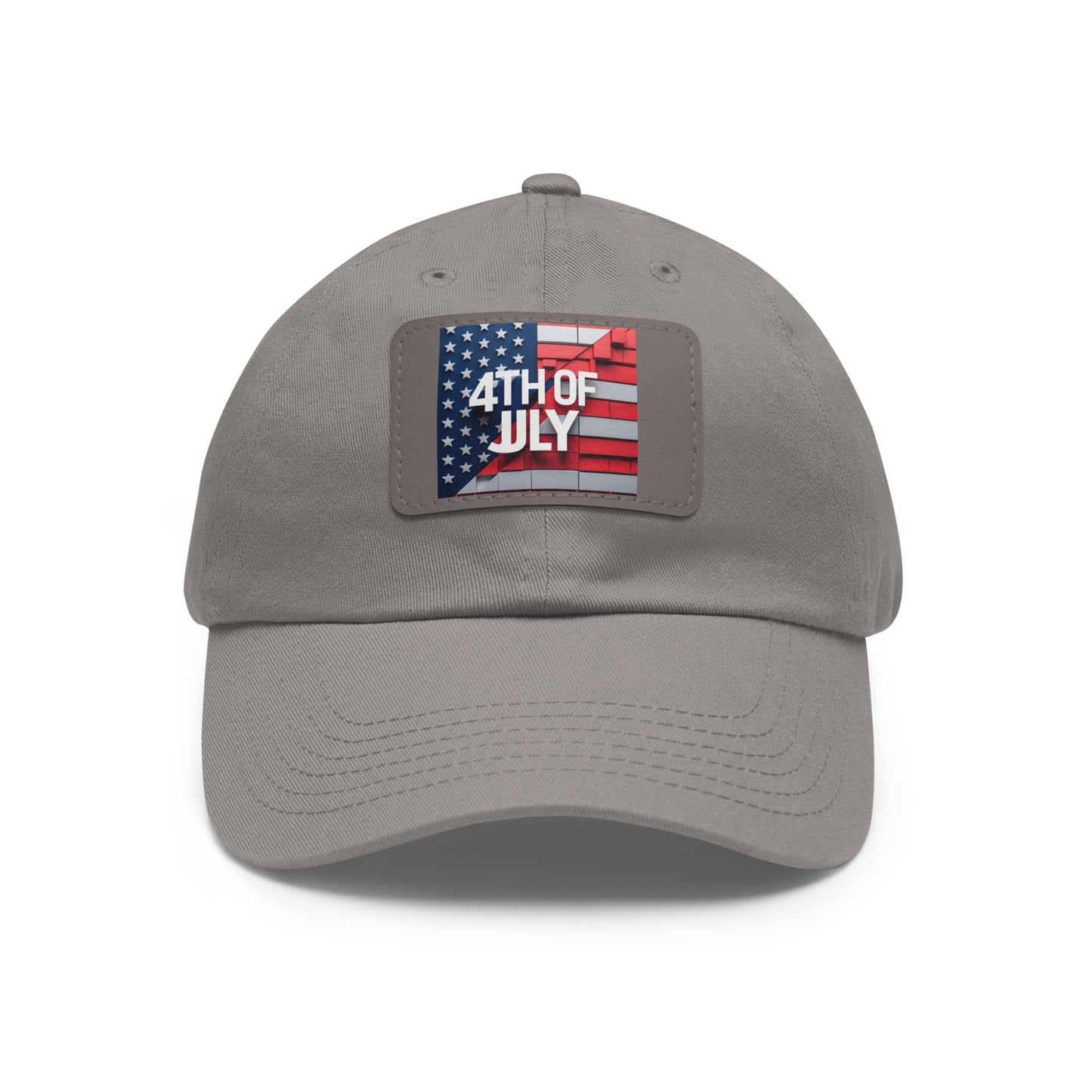 4th of July Dad Hat with Leather Patch - Patriotic Cap for Independence Day
