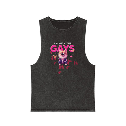 Unisex Stonewash Tank Top - I'm With The Gays | Pride Apparel