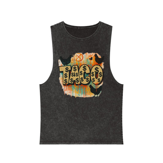 Trendy Stonewash Tank Top for Casual Vibes, Unisex Summer Tee, Graphic Muscle Shirt, Festival Wear, Beachwear, Gift Idea