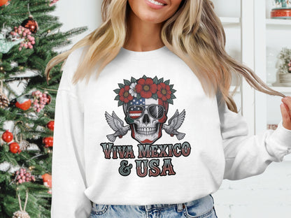 Viva Mexico USA Skull Design Sweatshirt product type