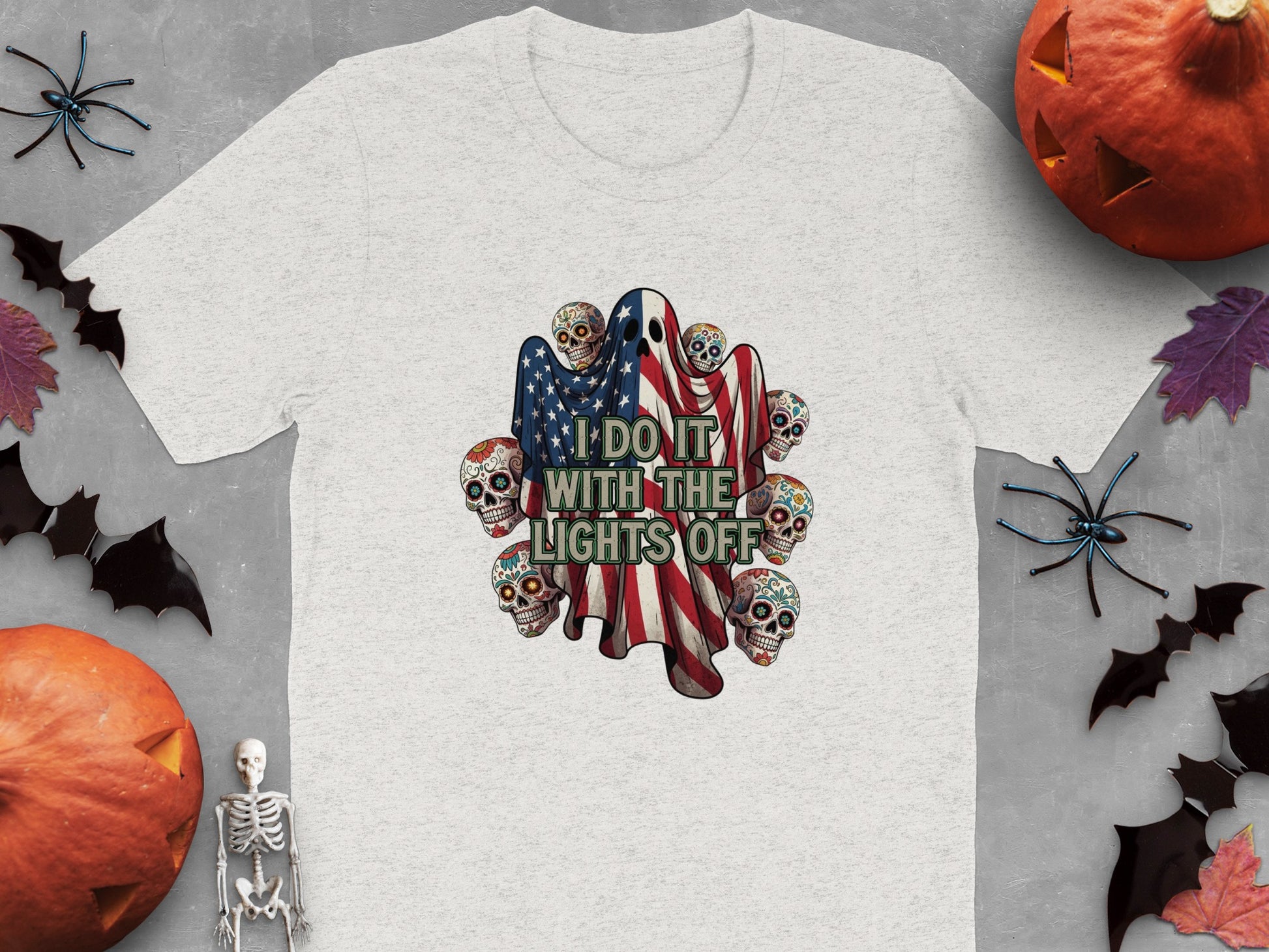 I Do It With The Lights Off Patriotic Skeletons T-Shirt product type