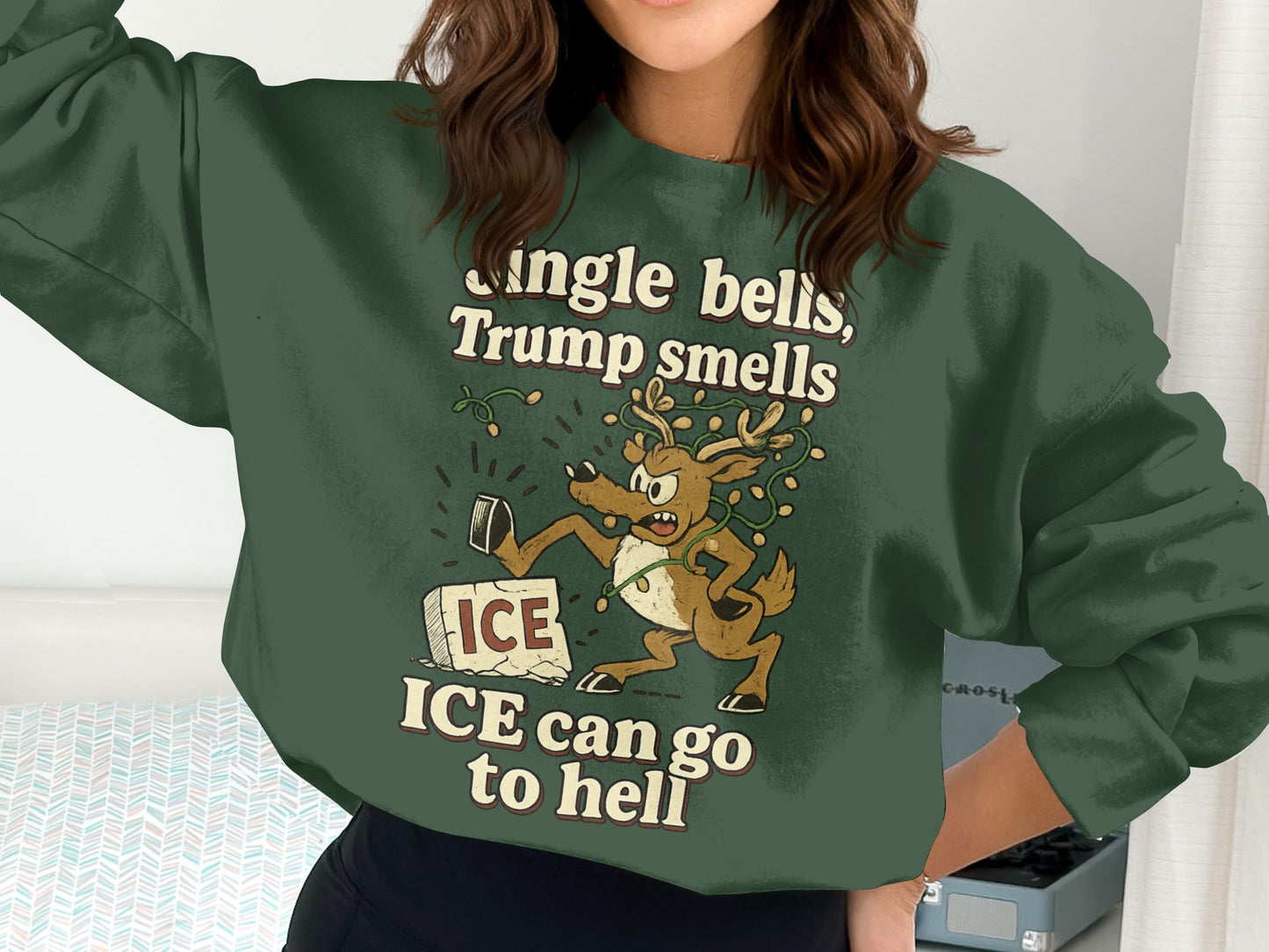 Jingle Bells Trump Smells ICE Can Go to Hell sweatshirt