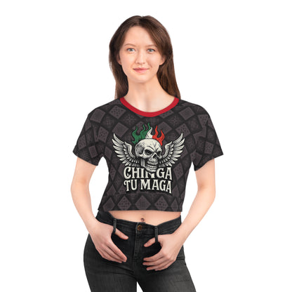 Chinga Tu maga, Chic Graphic Crop Tee, Edgy Streetwear, Perfect for Festivals, Casual Outfits