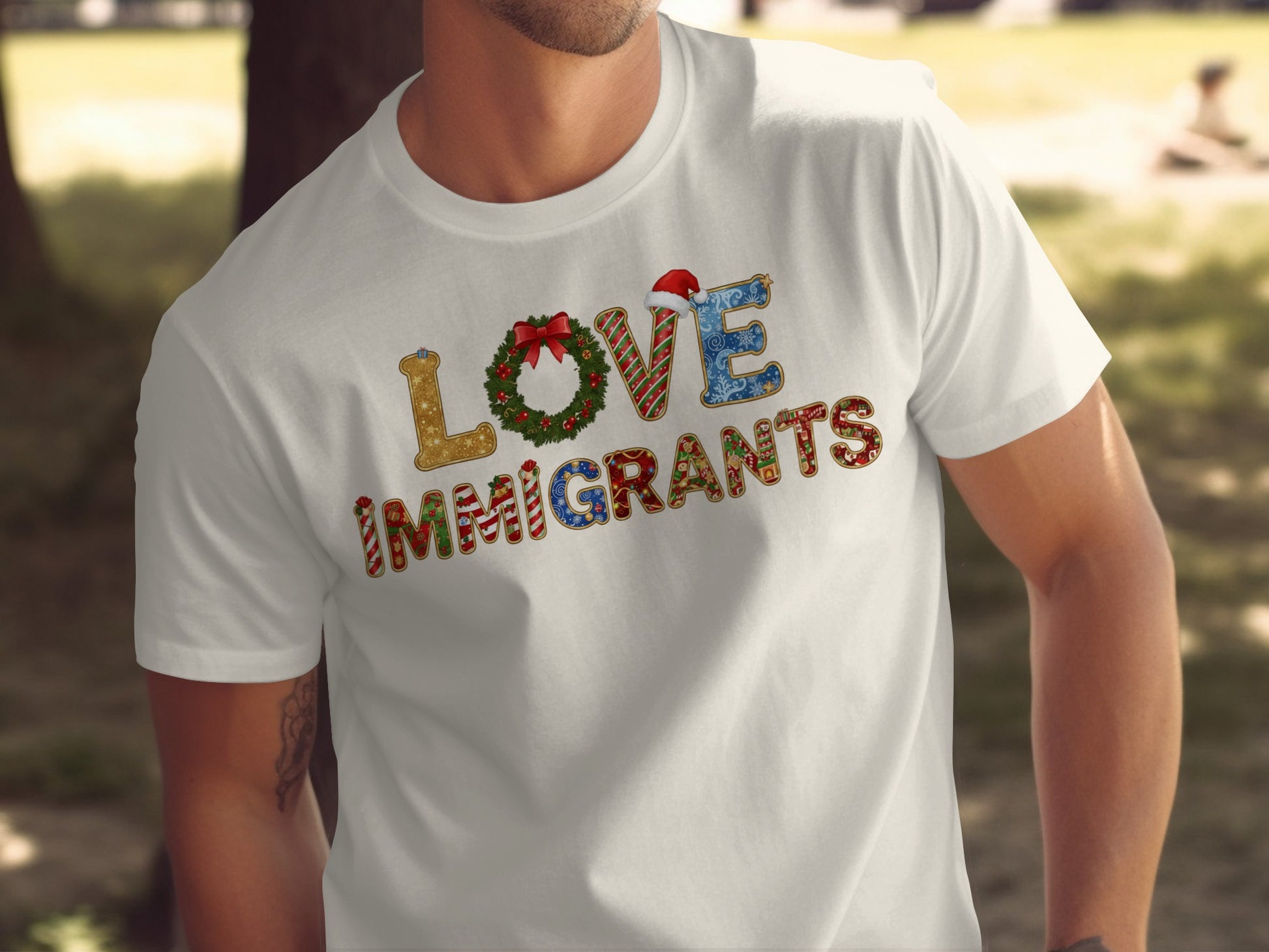 Love Immigrants Graphic Tee Shirt Holiday Design