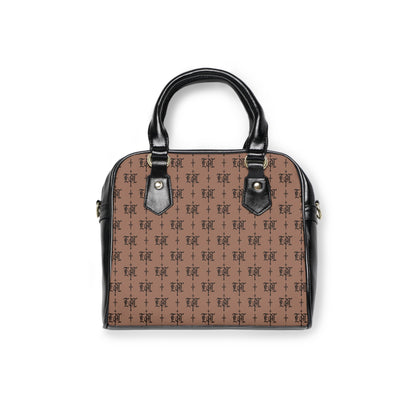 FDT Brown Purse Woke Anti Trump Liberal Purse |Monogram Grey Shoulder Handbag — Elegant Patterned Satchel Purse