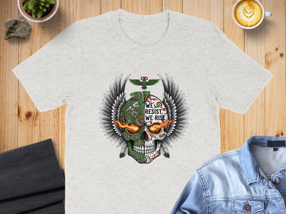 We Resist We Rise Winged Skull Design T-shirt product type