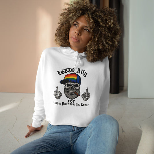 LGBTQ Pride Cat Lover's Crop Hoodie, Funny Hoodie, Gift for Cat Dads, Casual Streetwear, Cozy Hoodie for Pet Owners