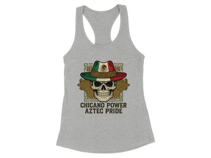 Chicano Power Aztec Pride Skull Graphic Tank Top