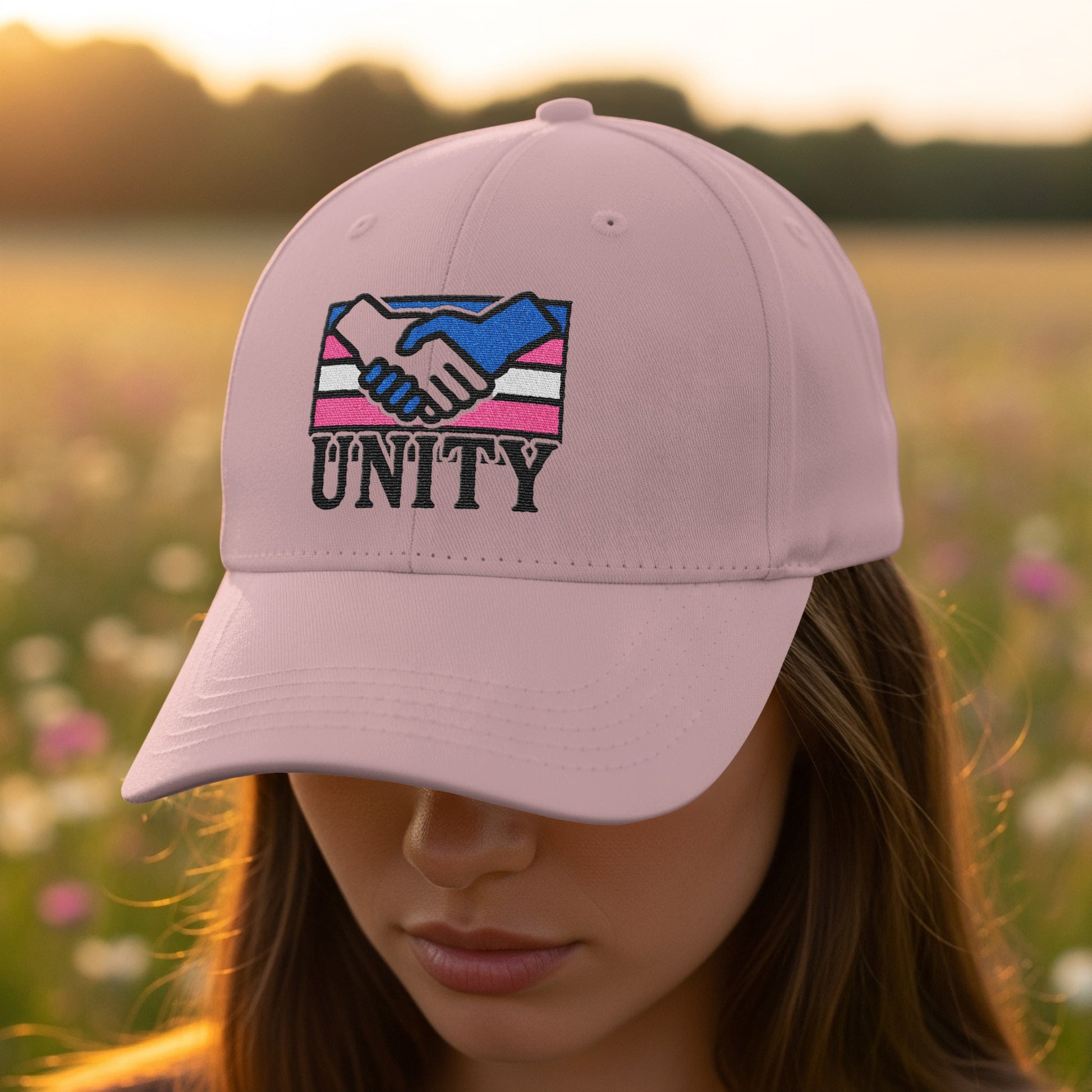 Unity Handshake Embroidered Pink Baseball Cap product