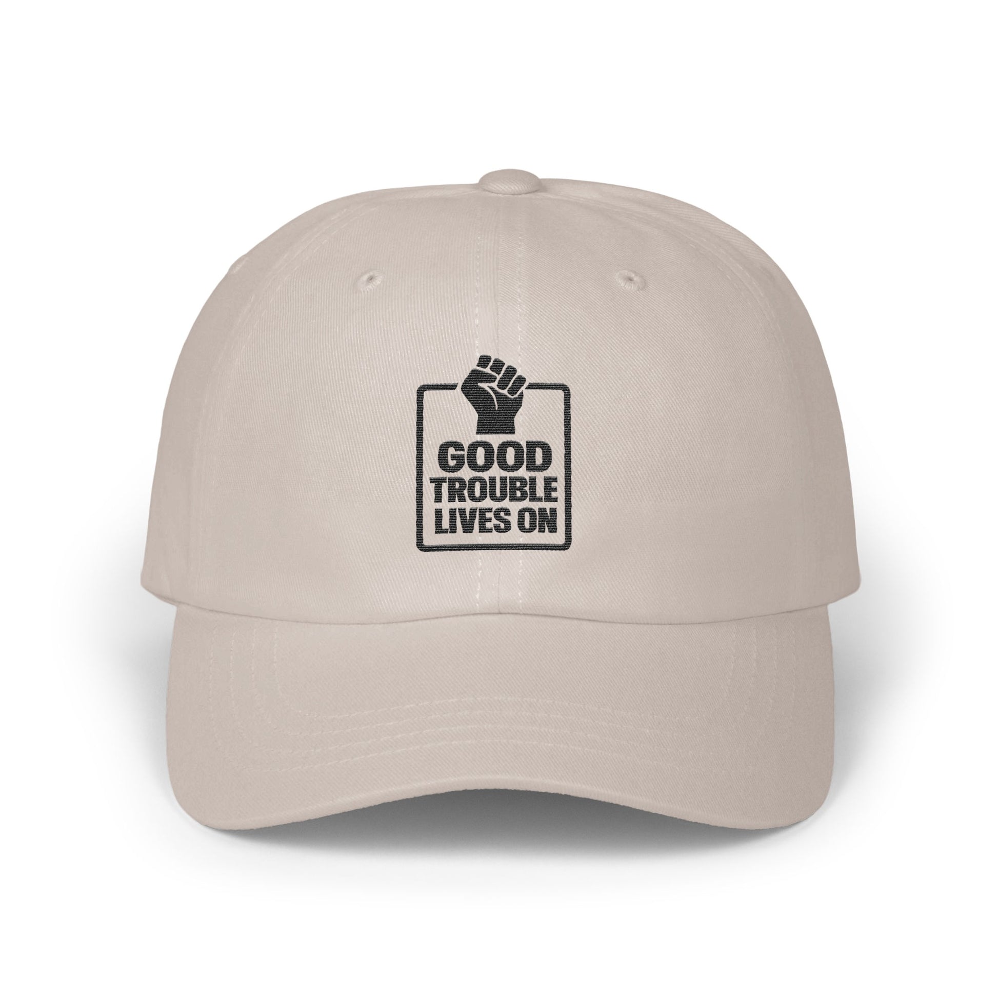 Good Trouble Lives On Embroidered Beige Cap product