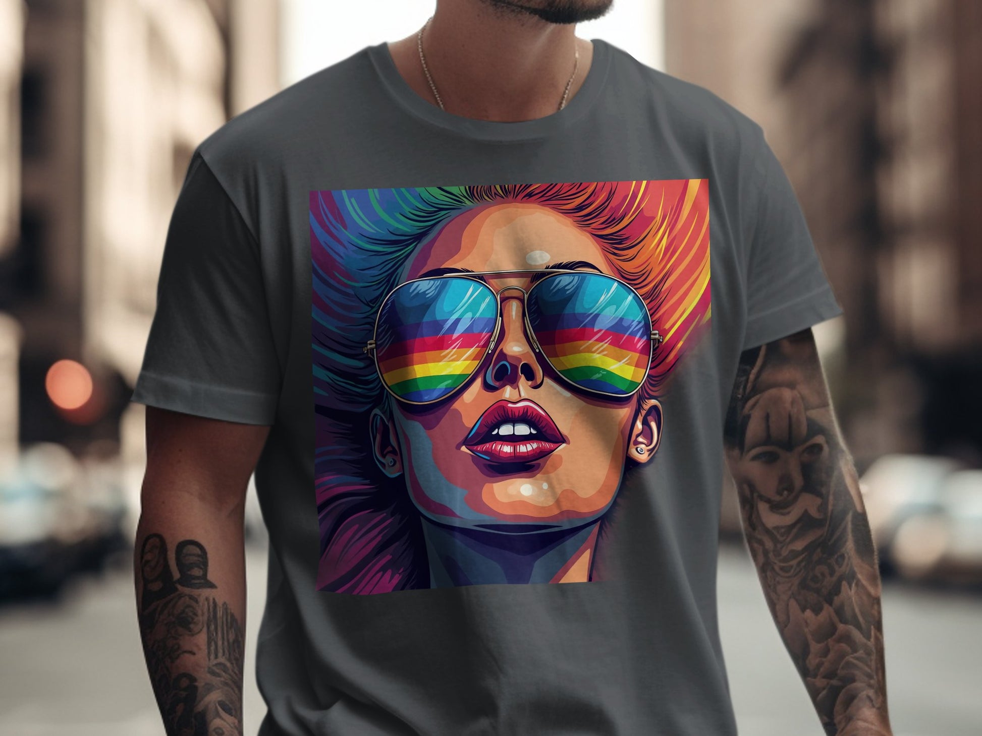 Colorful Sunglasses Reflective Art on T-shirt product