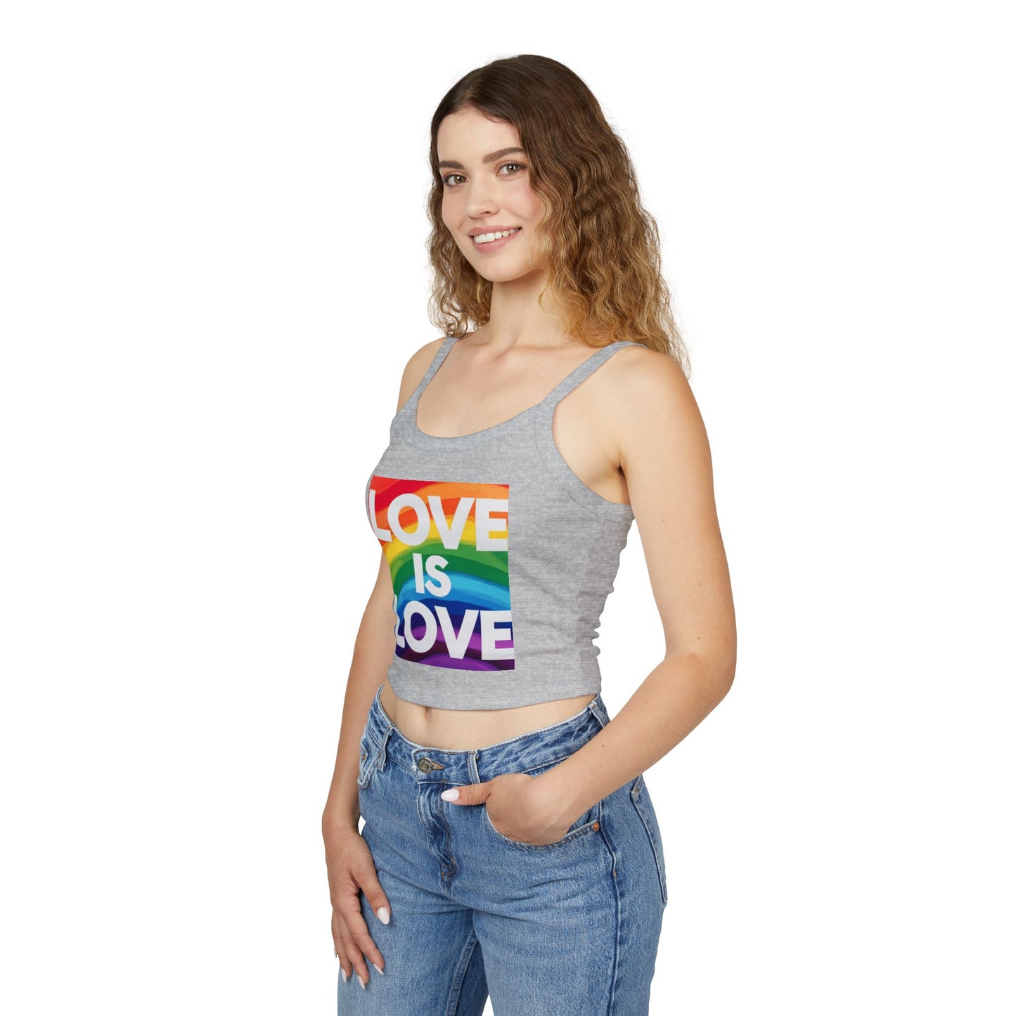 Pride tank top Rainbow Love Is Love Spaghetti Strap Tank Top