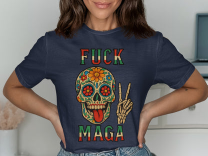 Bold Graphic Skull Peace Sign Statement Shirt product