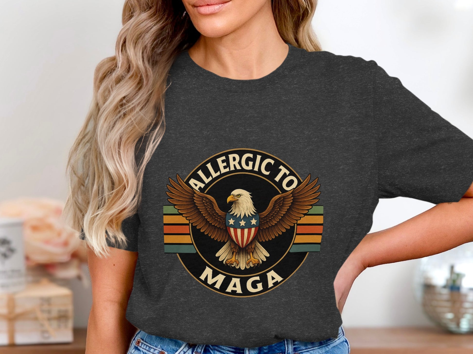 Allergic To MAGA Graphic Printed T-Shirt product type
