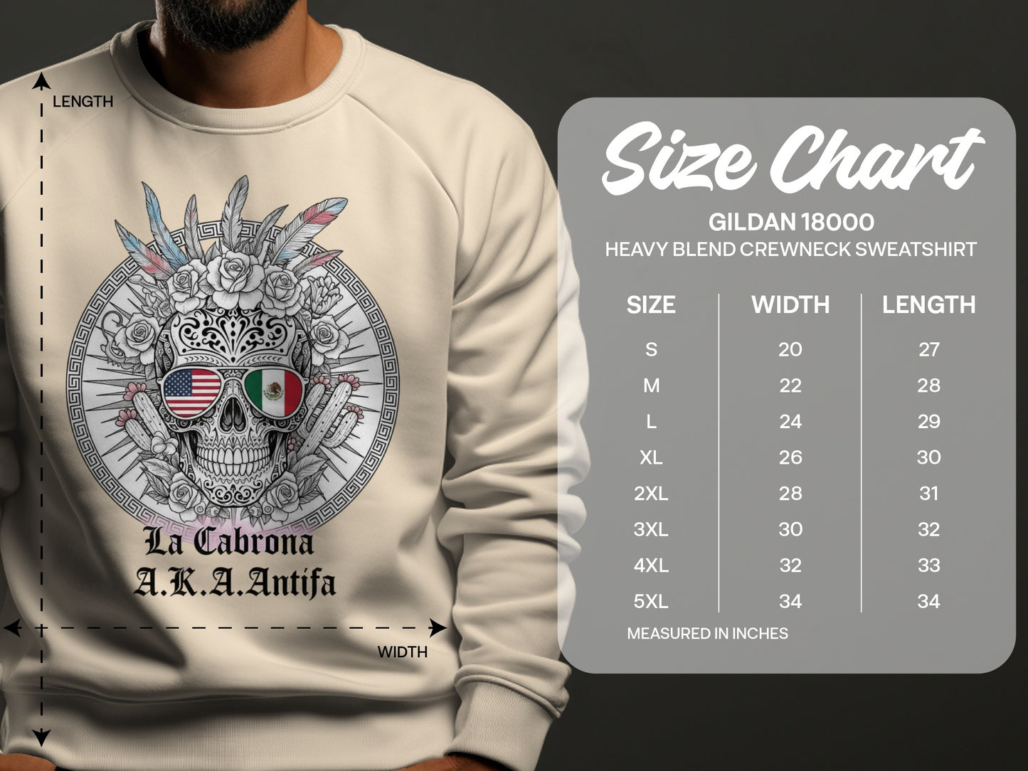 Edgy Skull Art Heavy Blend Crewneck Sweatshirt