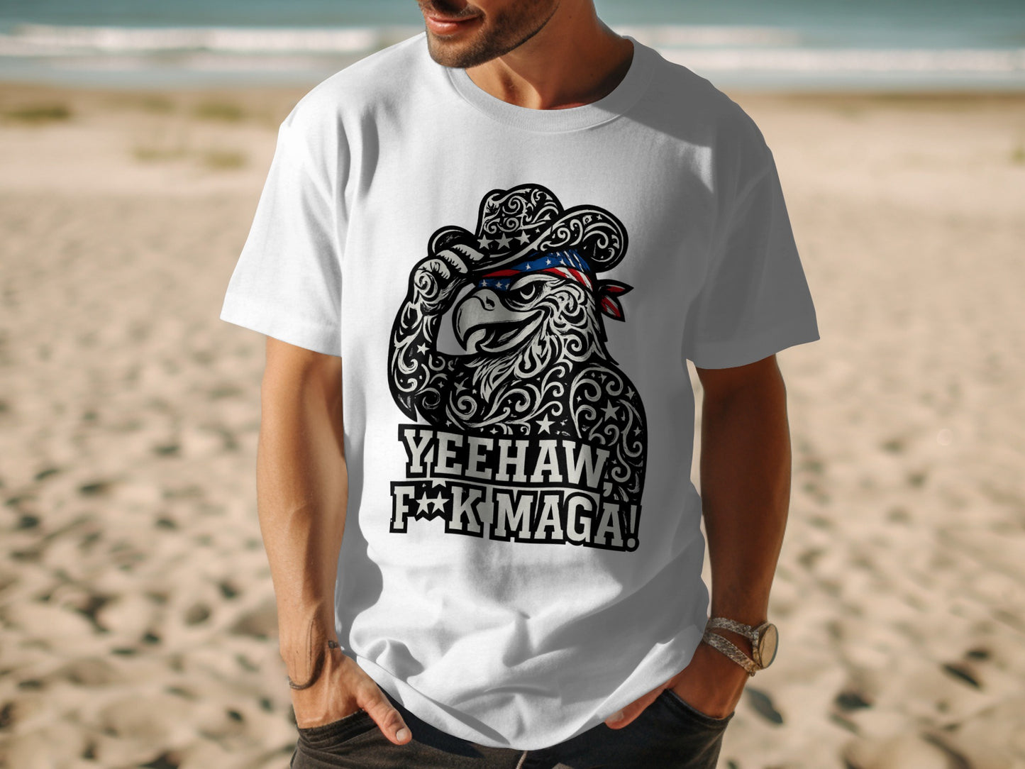 Yeehaw F**k Maga Eagle Graphic T-Shirt product type