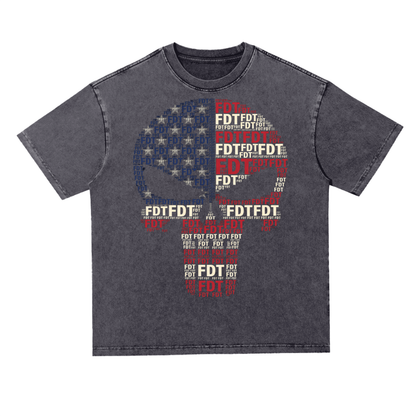FDT Skull Anti Trump Tee Snow Washed Heavyweight Oversize T-Shirt