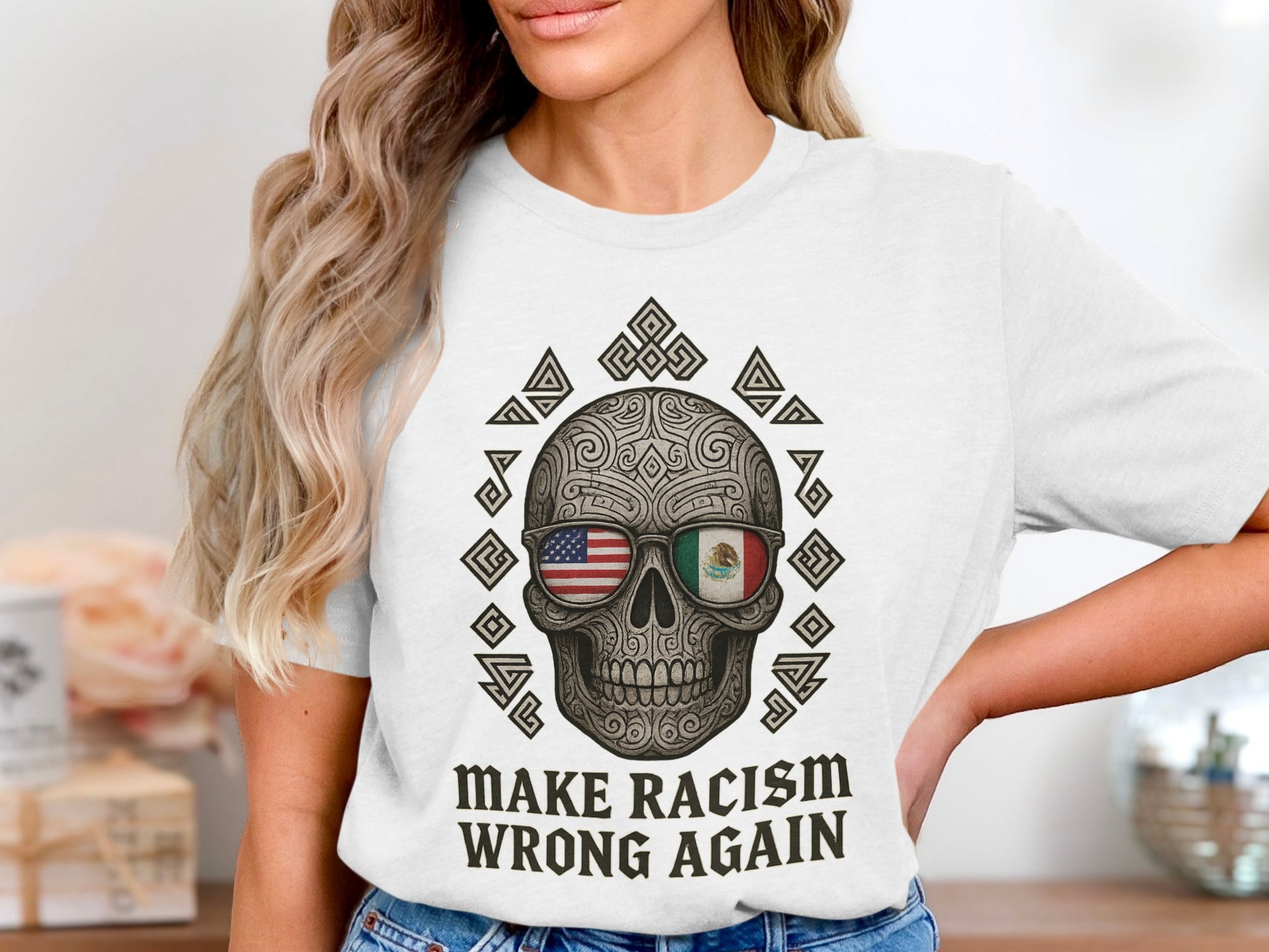 Make Racism Wrong Again Skull Design Shirt