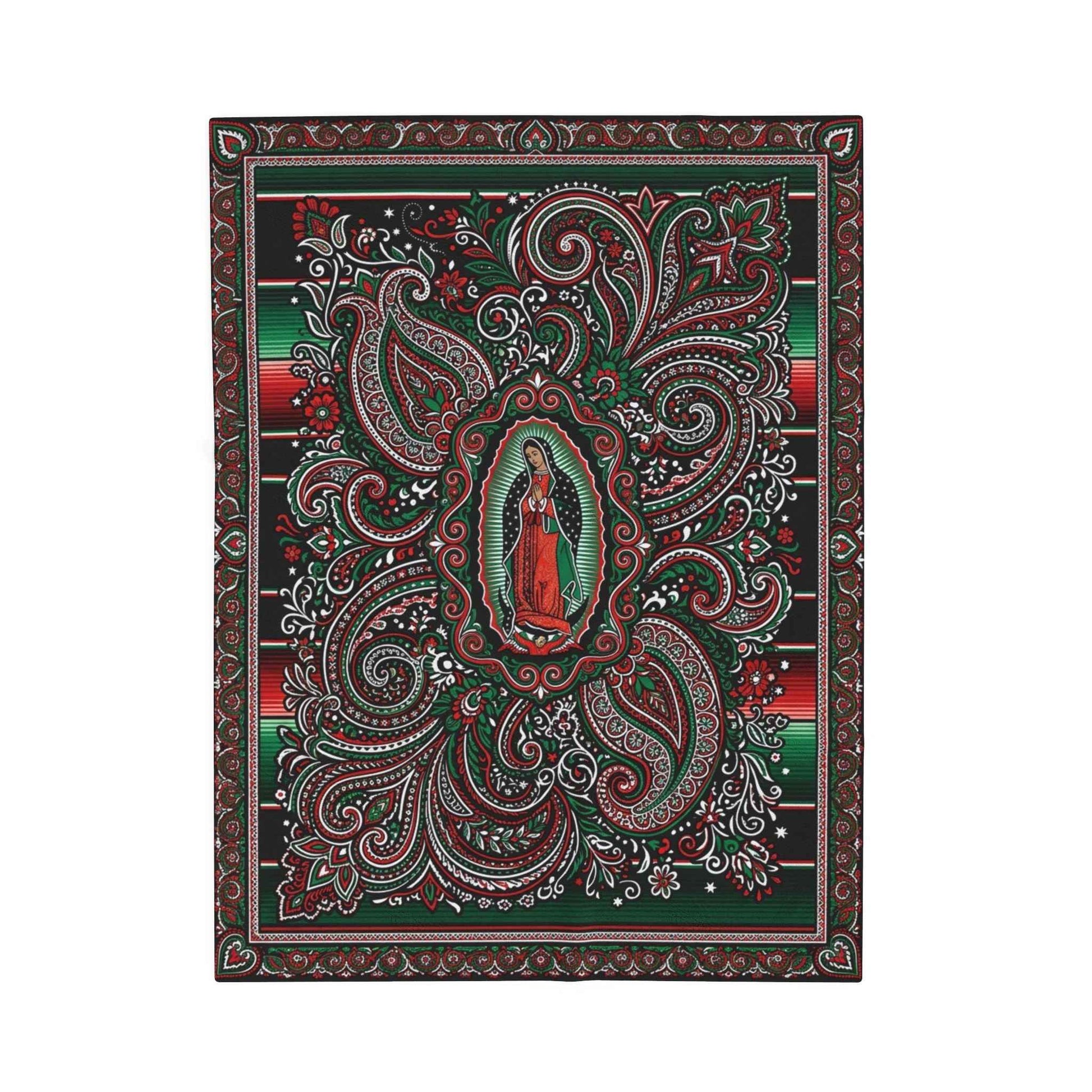 Virgen de Guadalupe Blanket, Sacred Art Throw, Mexican Folk Art Decor, Intricate Paisley Design, Spiritual Home Accent, Religious Gift